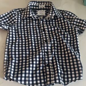 Denim & Flower Kids Navy and White Plaid Button Down Shirt